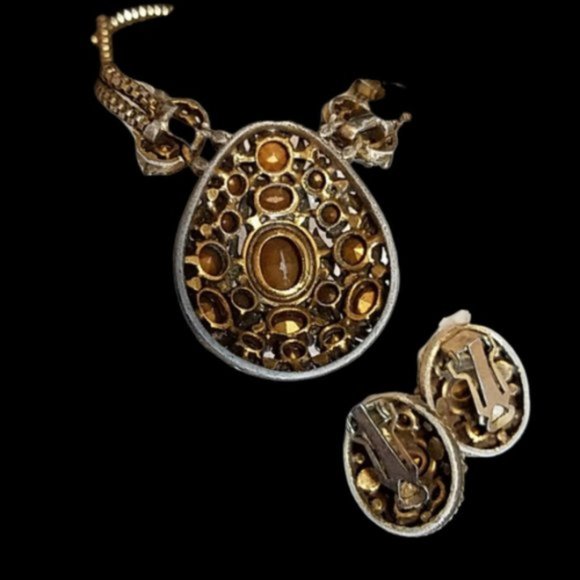 Vintage Hollycraft Pastel Rhinestone Necklace Earring Set - Picture 4 of 5